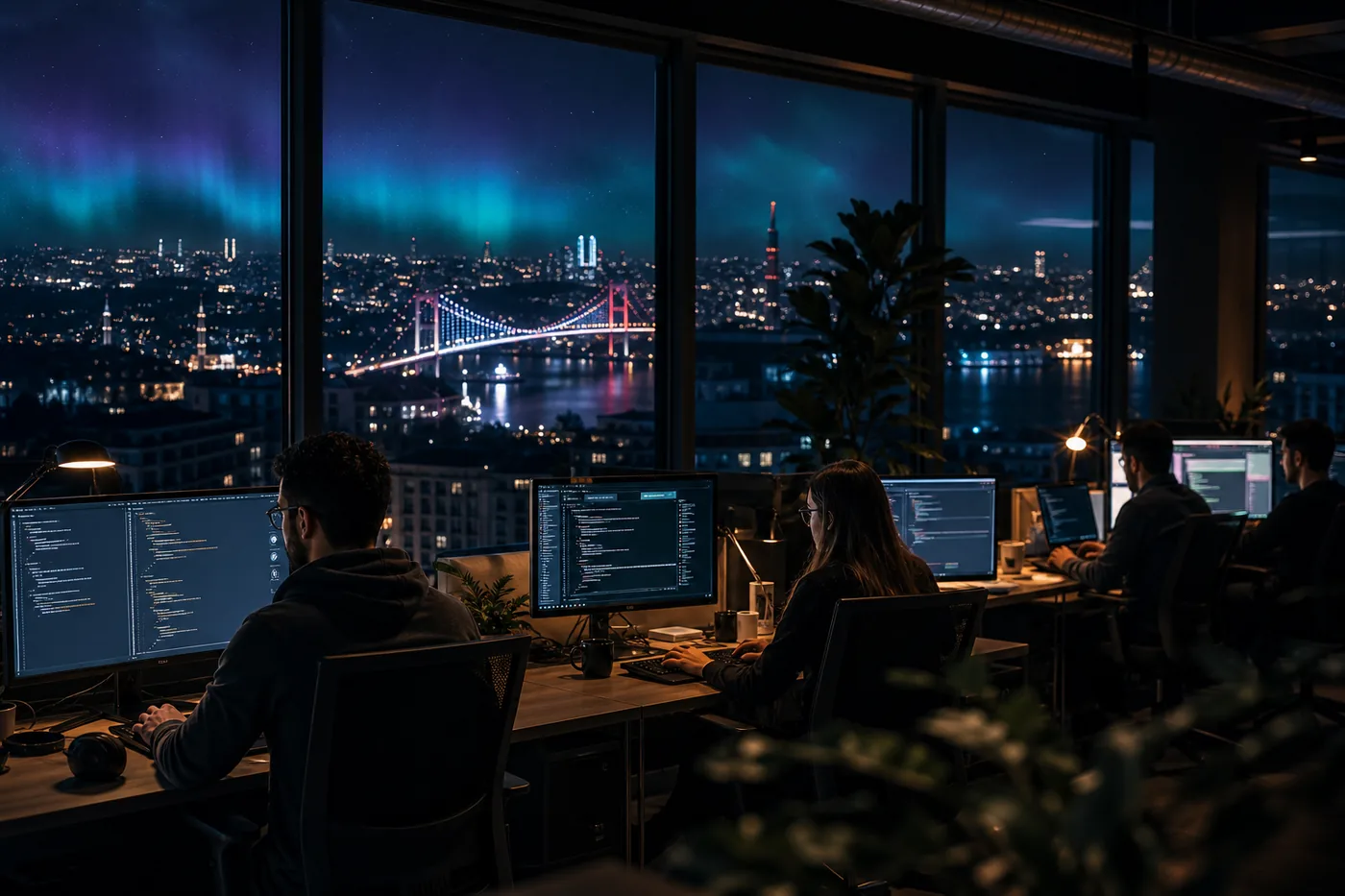 Bosphorus Tech ekibi, Maslak ofisi, Boğaz manzarası